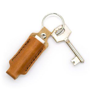 Leather Chapstick Keychain Holder -Antique Western
